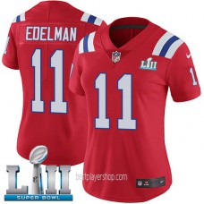 Womens New England Patriots #11 Julian Edelman Authentic Red Super Bowl Vapor Alternate Jersey Bestplayer